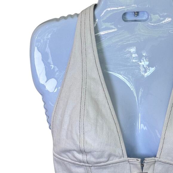 WHITE FOX Power Hour Denim Mini Skirt /  Secret Identity Bustier Top Off-White M - Picture 6 of 16